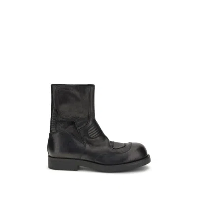 Mm6 Maison Margiela Leather Biker Boot In Black