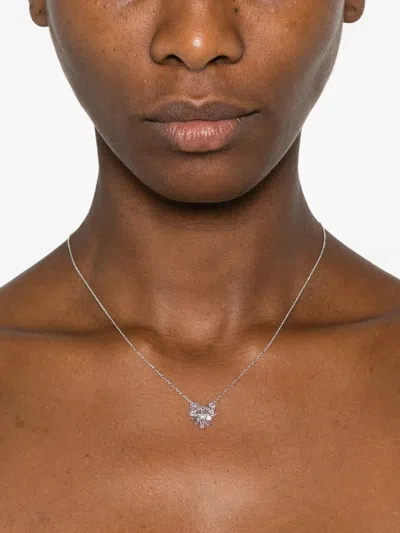 Suzanne Kalan 18k White Gold Small Heart Pendant Pink Sapphire And Diamond Necklace In Metallic