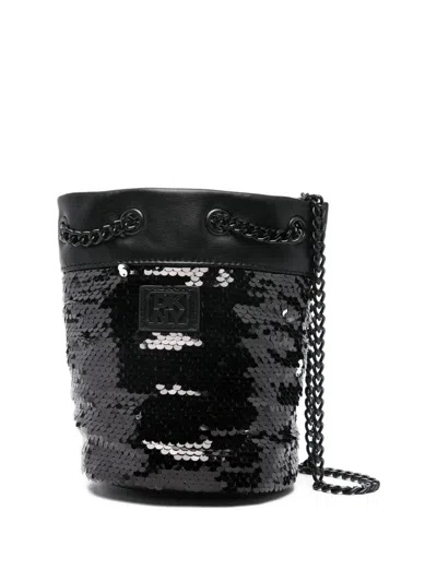 Dkny Sequin Chain Bucket Bag In Black