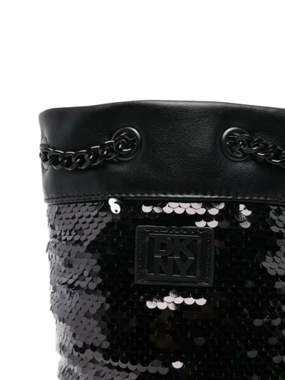 Dkny Sequin Chain Bucket Bag In Black