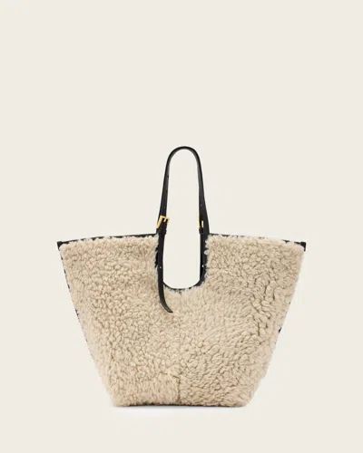 Allsaints Ara Genuine Shearling Tote In Black