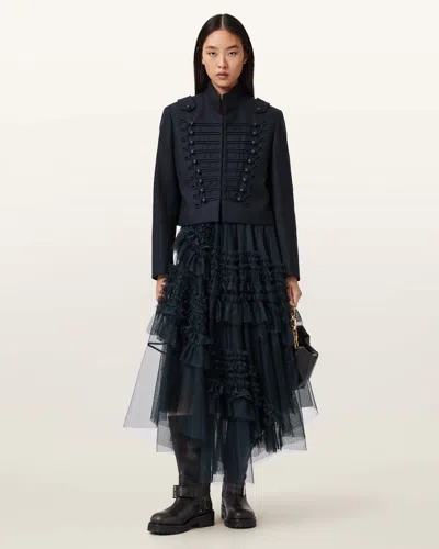 Allsaints Main: 100% Polyester; Lining: 100% Polyester Jen Tulle Maxi Skirt In Blue