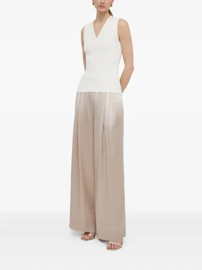 Hugo Boss Ribbed V-neck Sleeveless Top In White