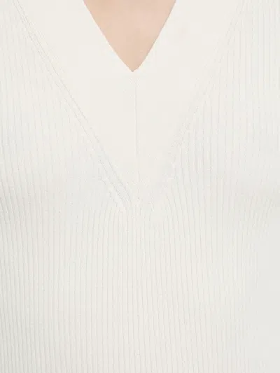 Hugo Boss Ribbed V-neck Sleeveless Top In White