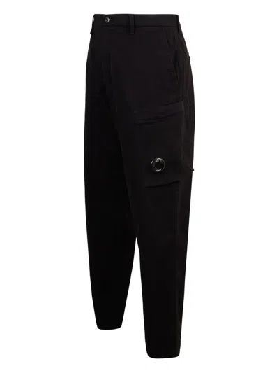 C.p. Company Straight Fit Cargo Pants With Circular Lens Detail In Black