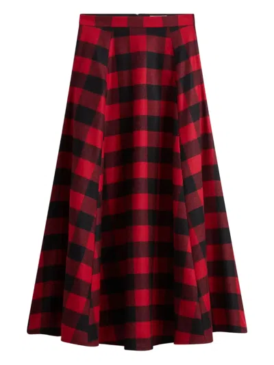 Woolrich Check Wool Skirt In Red