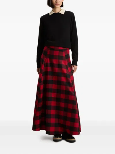 Woolrich Check Wool Skirt In Red