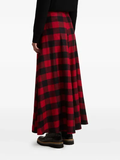 Woolrich Check Wool Skirt In Red