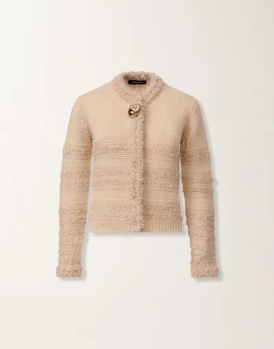 Fabiana Filippi Striped Knit Wool Jacket With Button Detail In Brown