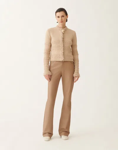 Fabiana Filippi Striped Knit Wool Jacket With Button Detail In Brown