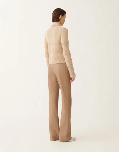 Fabiana Filippi Striped Knit Wool Jacket With Button Detail In Brown