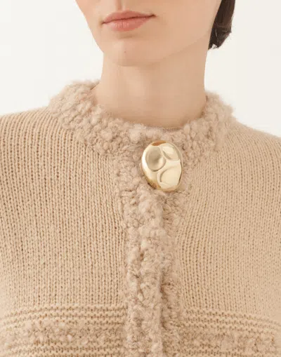 Fabiana Filippi Striped Knit Wool Jacket With Button Detail In Brown