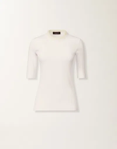 Fabiana Filippi Fitted Cotton Top Ribbed Texture In White