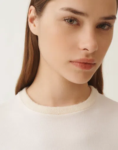 Fabiana Filippi Fitted Cotton Top Ribbed Texture In White