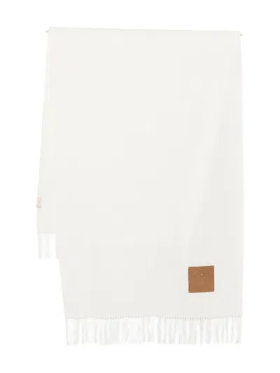 Liu •jo Fringed Leather-label Scarf In White