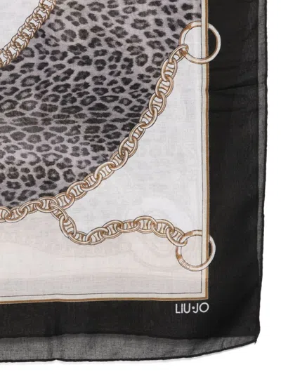 Liu •jo Chain-print Leopard Scarf In Multi