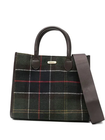 Barbour Turnberry Tote Bag In Wool Blend With Check Pattern In Green