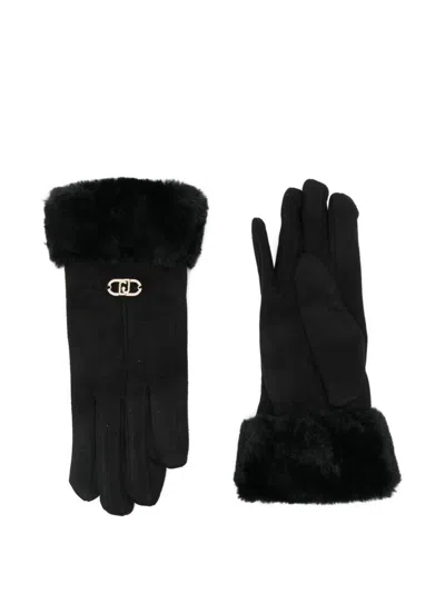 Liu •jo Gloves With Faux Fur In Black