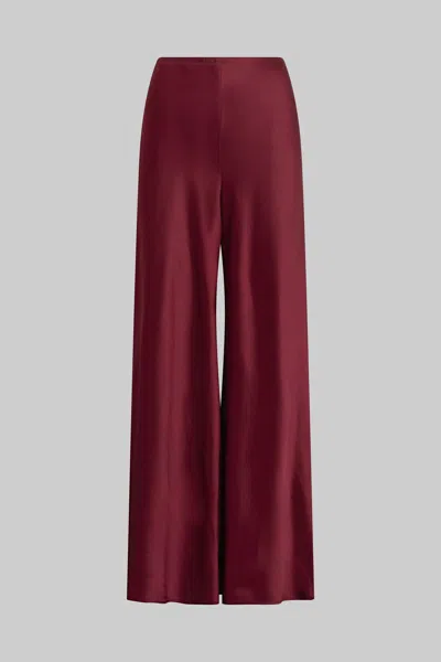Leset Barb High-rise Satin Straight Pants In Burgundy