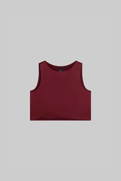 Leset Barb Crop Sleeveless Crew Tank Bordeaux In Brown
