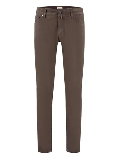 Jacob Cohen Logo-patch Trousers In Brown