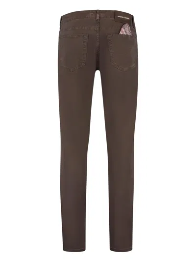 Jacob Cohen Logo-patch Trousers In Brown
