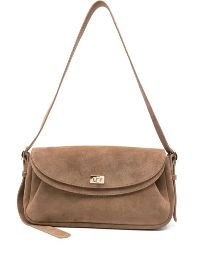 Sandro Le Mambo Schultertasche Aus Wildleder In Brown