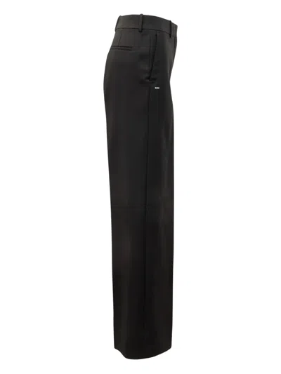 Off-white Black Flared Flat Front Pants In Black