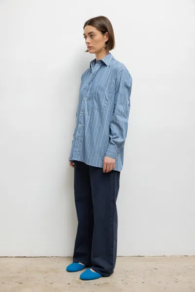 Leset Yoshi Classic Oversized Button Down In Blue
