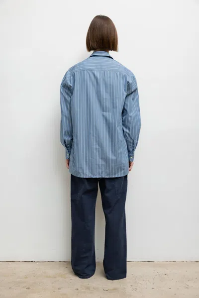 Leset Yoshi Classic Oversized Button Down In Blue