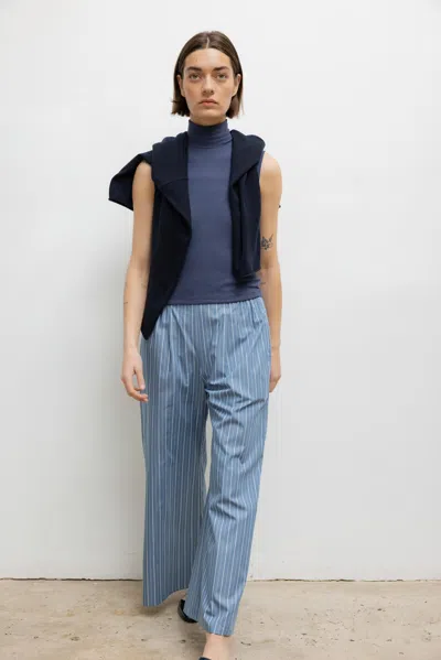 Leset Yoshi Wide Leg Boxer Pant In Blue