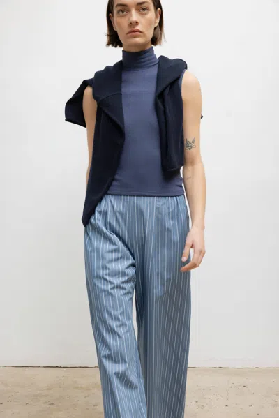 Leset Yoshi Wide Leg Boxer Pant In Blue