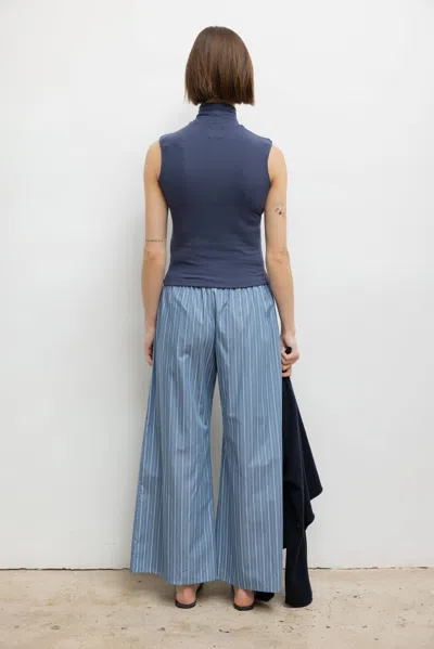Leset Yoshi Wide Leg Boxer Pant In Blue