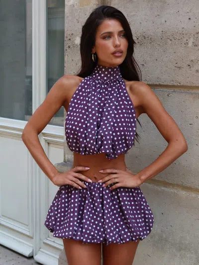 Outcast Anahi Mini Skirt Mauve Polka Dot In Purple
