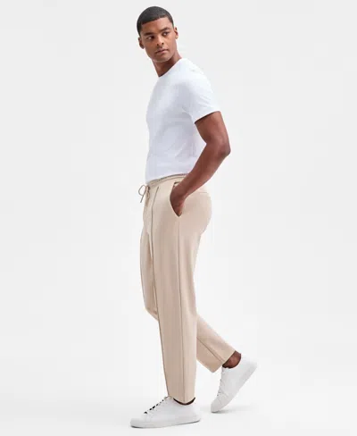 Alfani Men's Alfatech Regular-fit Compact Textured Ponte-knit Pants, Exclusively At Macy's In Neutral