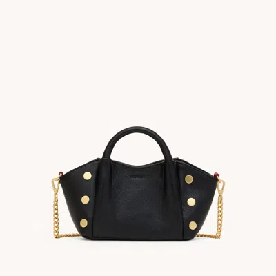 Hammitt Paul Black Press Brushed Gold Red Zip Mini In Black