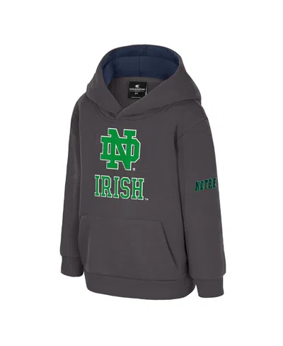 Colosseum Toddler Charcoal Notre Dame Fighting Irish Big Logo Volume Fleece Pullover Hoodie In Gray