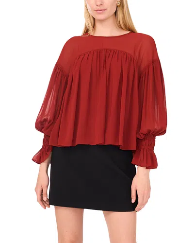 1.state Shirred Yoke Blouse In Red