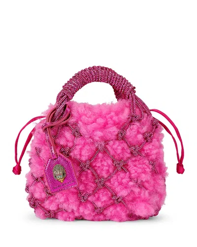 Kurt Geiger Small Macrame Crystal Tote Bag In Pink