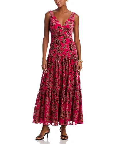 Aqua Velvet Burnout Maxi Dress - Exclusive In Pink