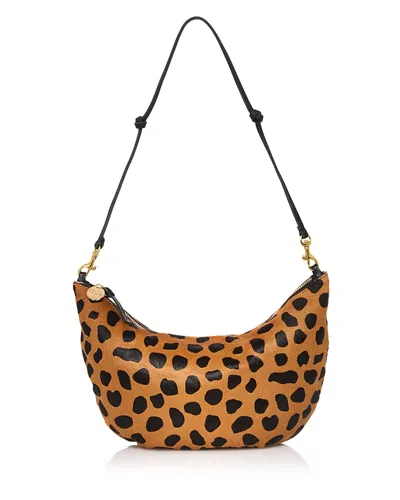 Clare V . Lune Denim Suede Shoulder Bag In Brown