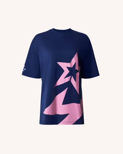 Perfect Moment Unisex Alpine Oversized Logo Tee In Blue