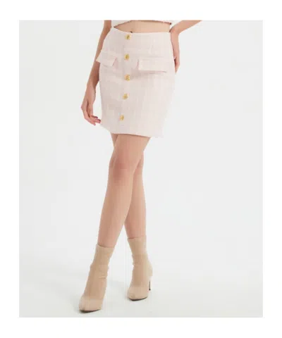 Marissa Chiara Gold Button Skirt In Pink