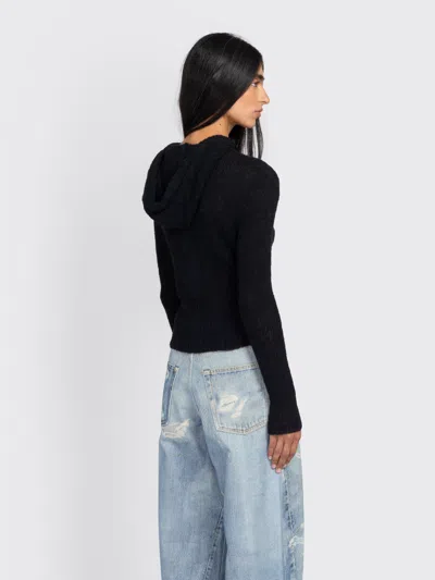 Our Legacy Hooded Zip-up Knit Sweater With Ribbed Details In Black