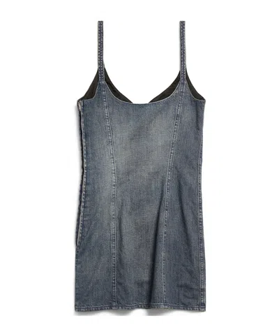 Balenciaga Corseted Mini Dress In Blue