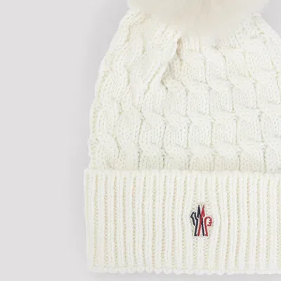 Moncler Ivory Virgin Wool Hat With Pompom In White