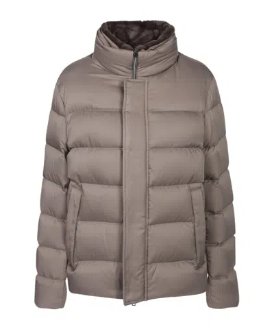 Herno Down Jacket With Faux Fur Collar In Pink