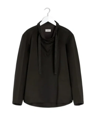 Lemaire Blouse With Drawstring Neck And Long Sleeves In Black