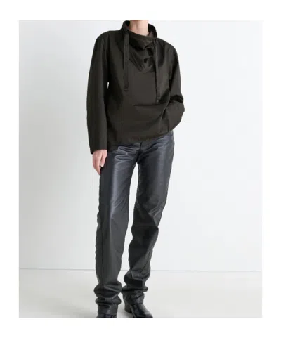Lemaire Blouse With Drawstring Neck And Long Sleeves In Black