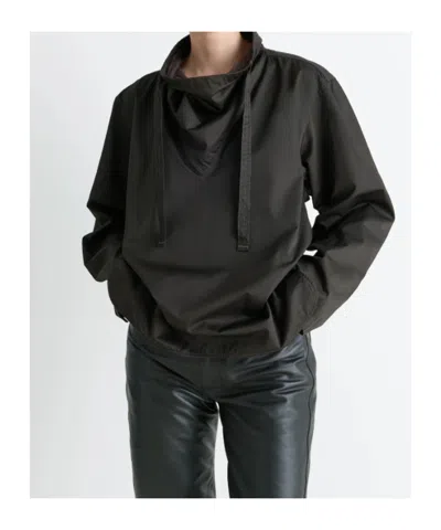 Lemaire Blouse With Drawstring Neck And Long Sleeves In Black